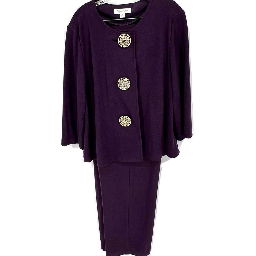 Coldwater Creek 2-Piece Set Jacket and Pants Eggplant Purple Size XL